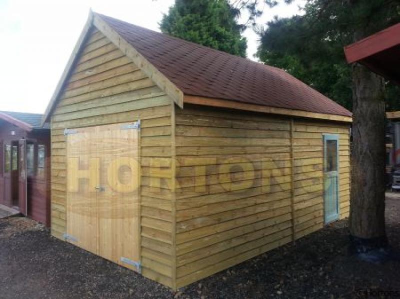 wooden single garage