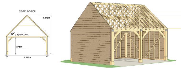 Hortons 2 bay post & beam oak style frame garage - Click Image to Close