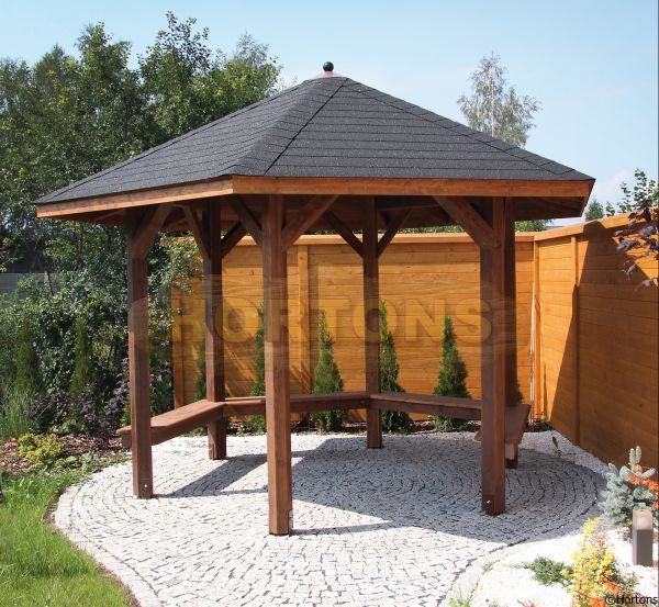 3m Helena 9 hexagonal wooden gazebo - Click Image to Close