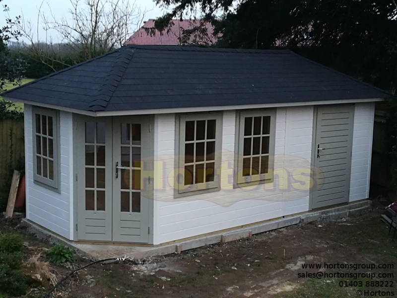 6mx2.4m 28mm Lugarde Prima Corner Summerhouse with side store - Click Image to Close