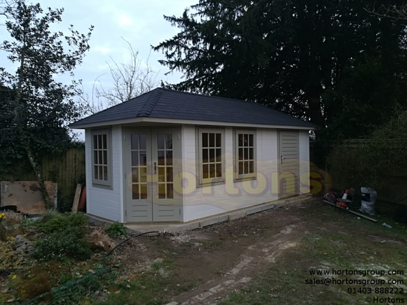 6mx2.4m 28mm Lugarde Prima Corner Summerhouse with side store - Click Image to Close