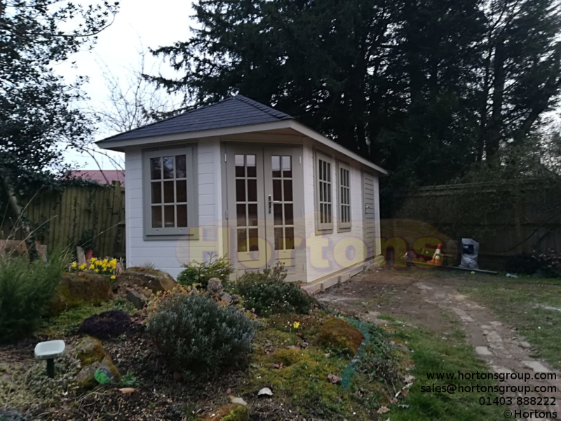 6mx2.4m 28mm Lugarde Prima Corner Summerhouse with side store - Click Image to Close