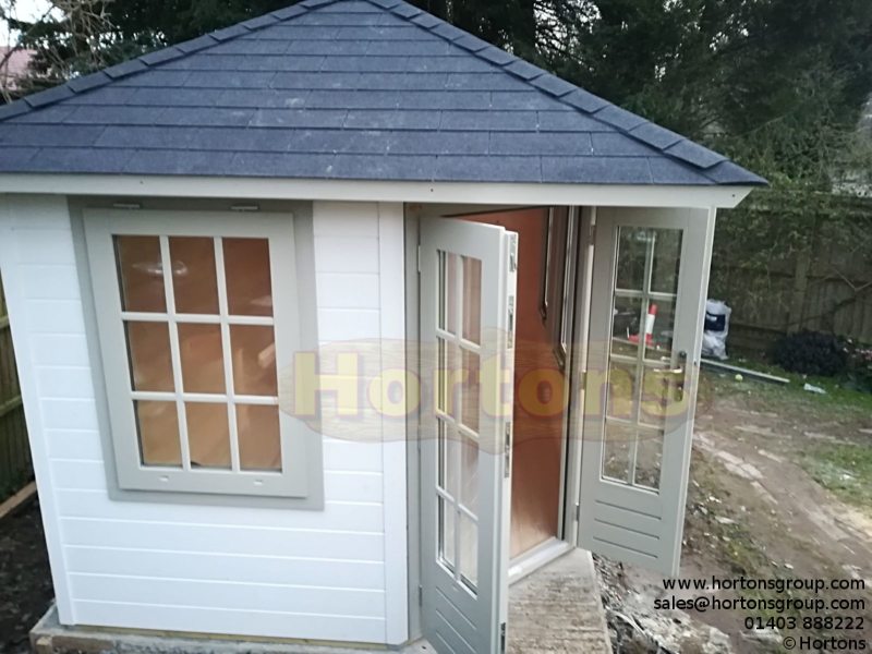 6mx2.4m 28mm Lugarde Prima Corner Summerhouse with side store - Click Image to Close