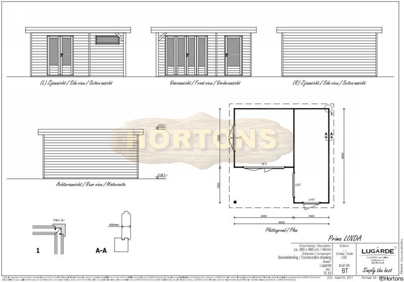 4.8 x 4.8m 44mm Lugarde Prima Linda - Click Image to Close