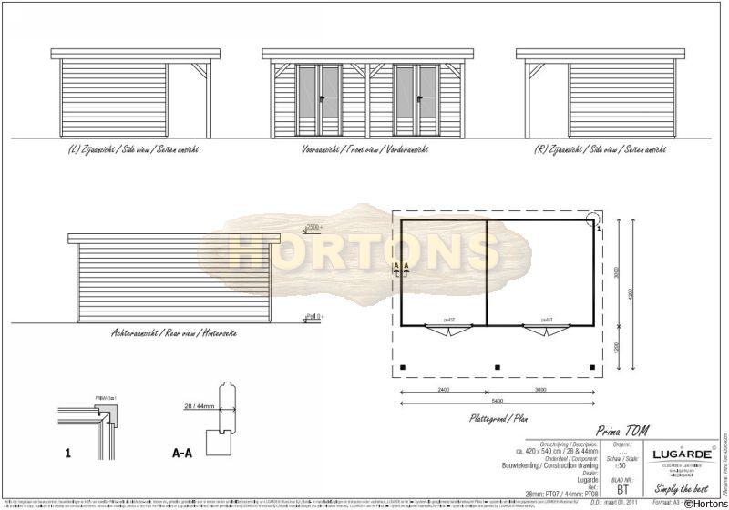 5.4 x 4.2m Lugarde Prima Tom Garden Room