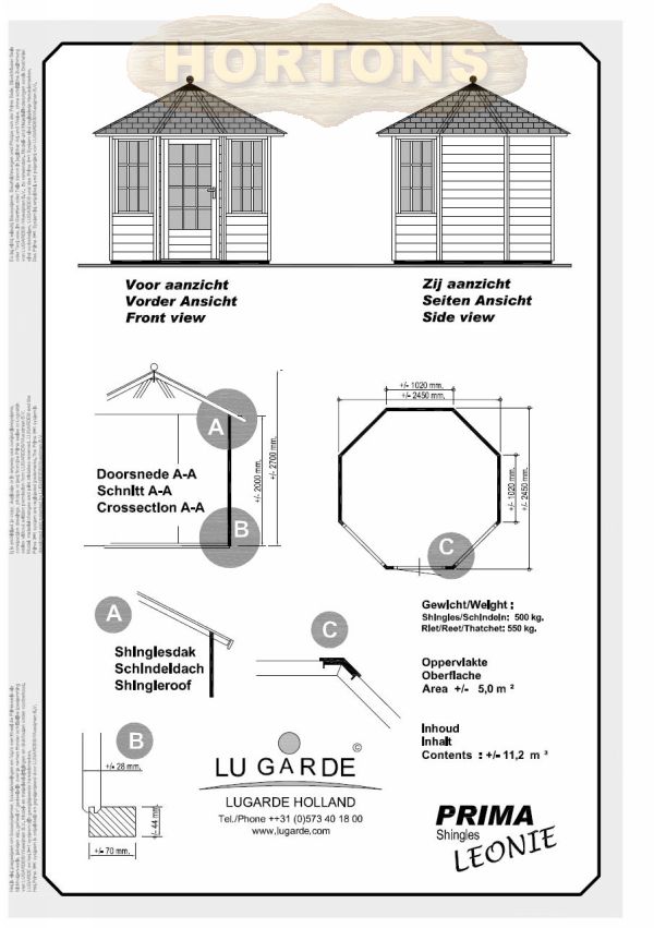 2.5m Octagonal Summerhouse Lugarde Prima Leonie - Click Image to Close