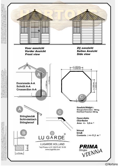 2.5m Octagonal Summerhouse Lugarde Prima Vienna - Click Image to Close