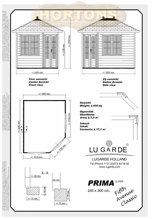 2.4 x 3m Lugarde Prima Fifth Avenue Classic - Click Image to Close