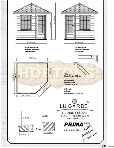 2.4 x 2.4m Lugarde Prima Fifth Avenue Original - Click Image to Close