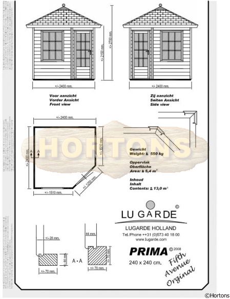 2.4 x 2.4m Lugarde Prima Fifth Avenue Original