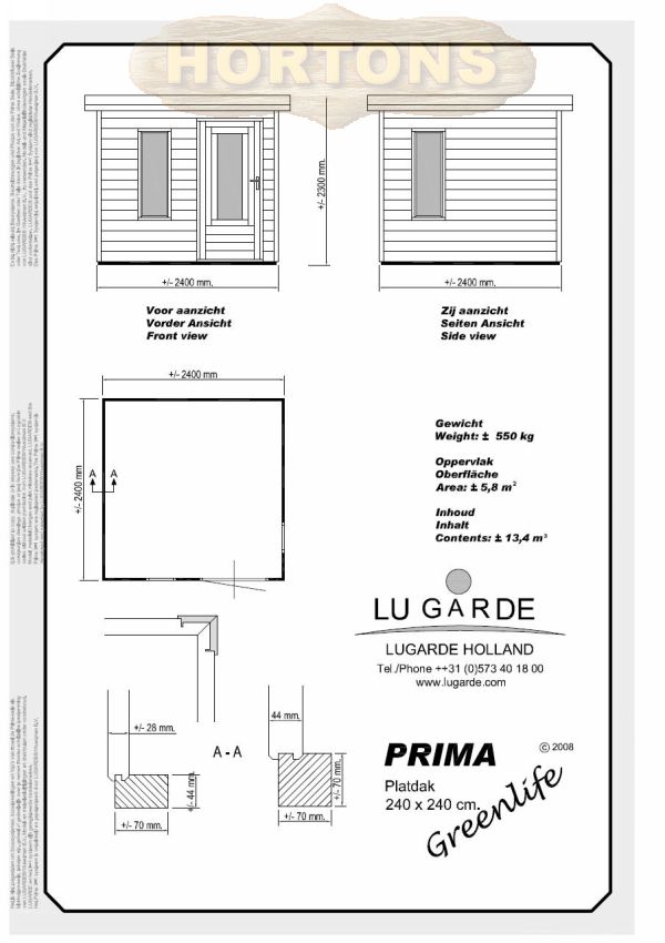 Lugarde Prima Greenlife 2.4 x 2.4m - Click Image to Close