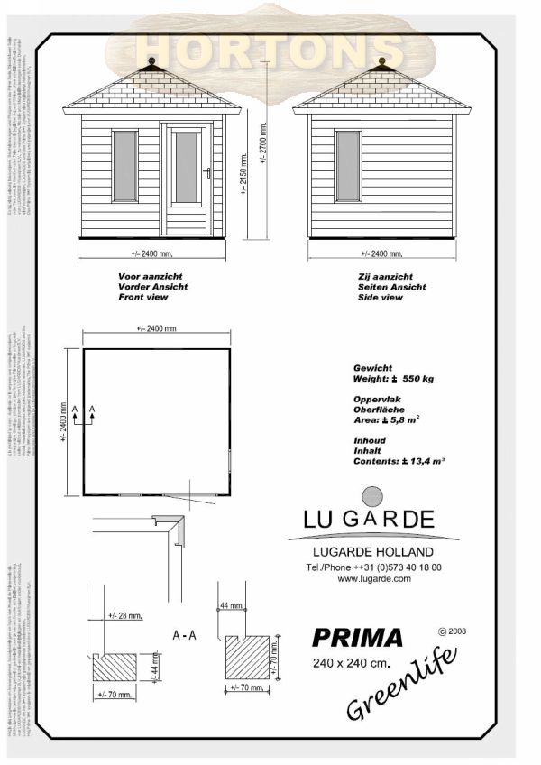 Lugarde Prima Greenlife 2.4 x 2.4m - Click Image to Close