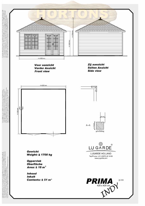 Lugarde Prima Indy 4.2 x 4.2m - Click Image to Close