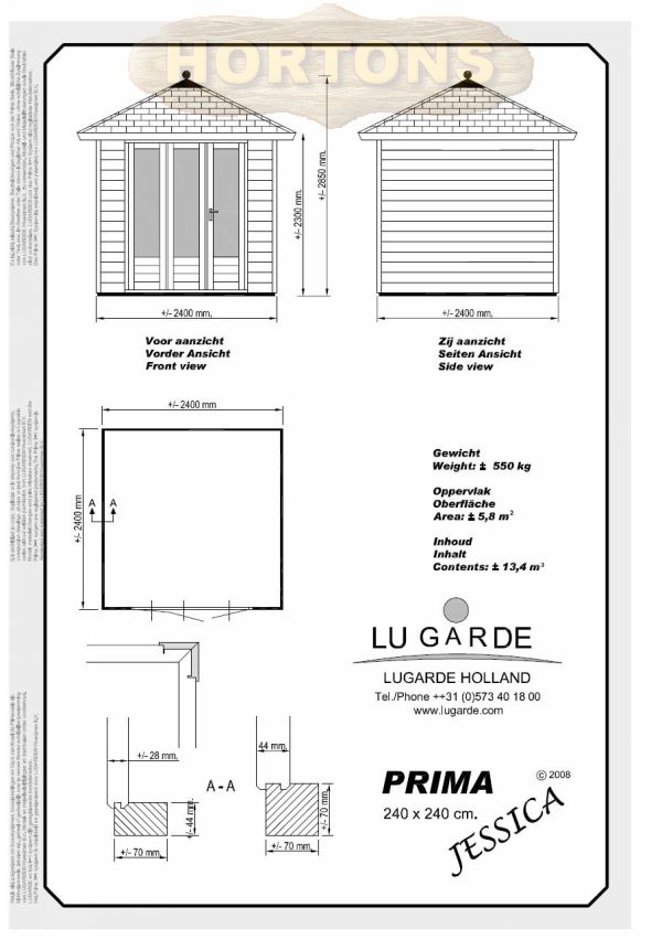 2.4 x 2.4m Lugarde Prima Jessica - Click Image to Close