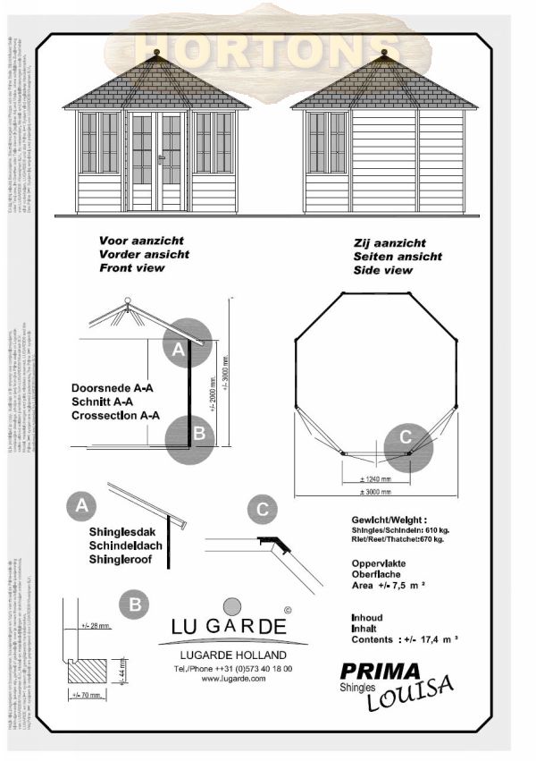 3.0m Prima Louisa Octagonal Lugarde Summerhouse - Click Image to Close