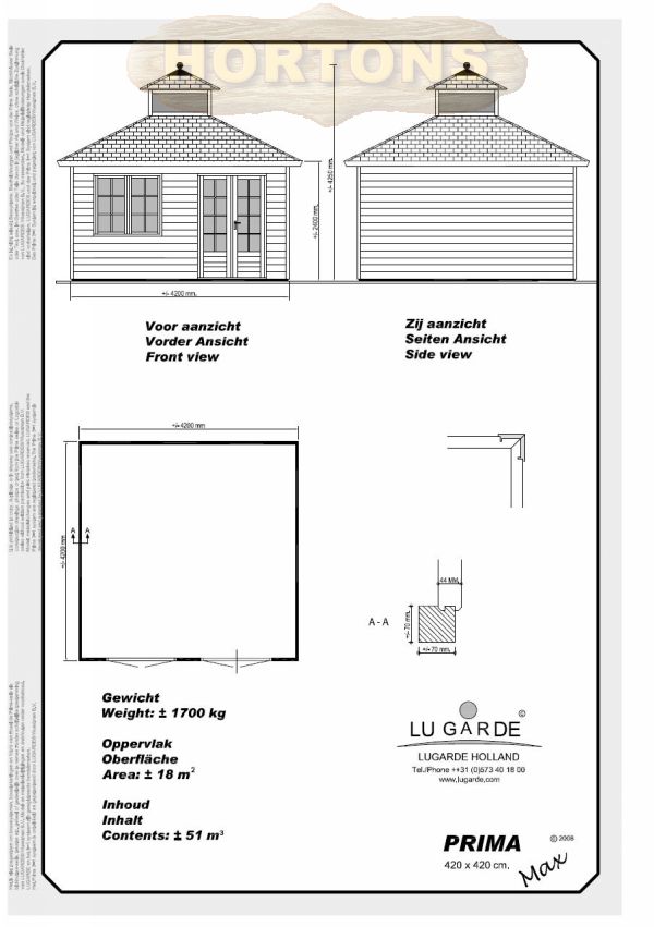 Summerhouse Lugarde Prima Max 4.2 x 4.2m