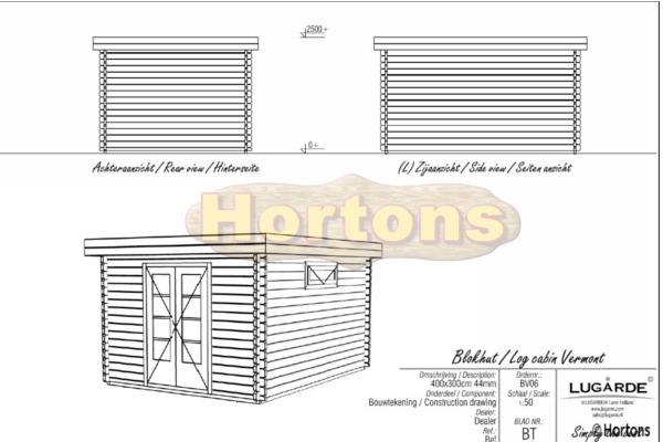 Lugarde Flat roof Log Cabin Vermont 3m x 4m - Click Image to Close