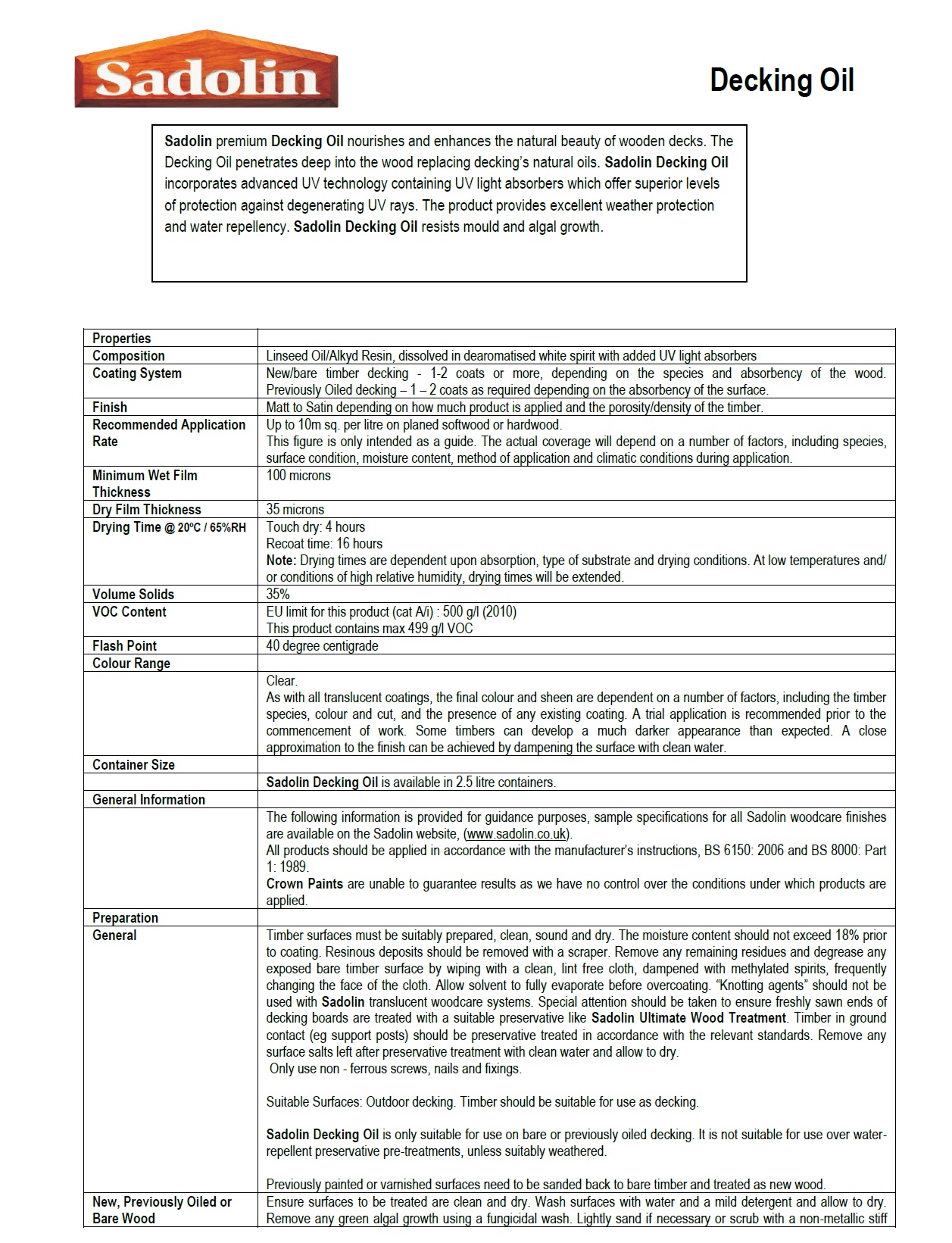 2.5 litre Sadolin Decking oil - Click Image to Close