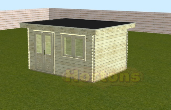 4m x 3m Woodpro Garden Cabin - 44mm logs - Click Image to Close