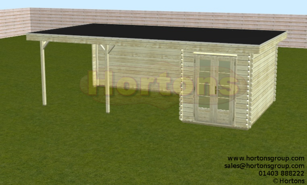 7m x 3.5m Woodpro Garden Cabin - 44mm logs