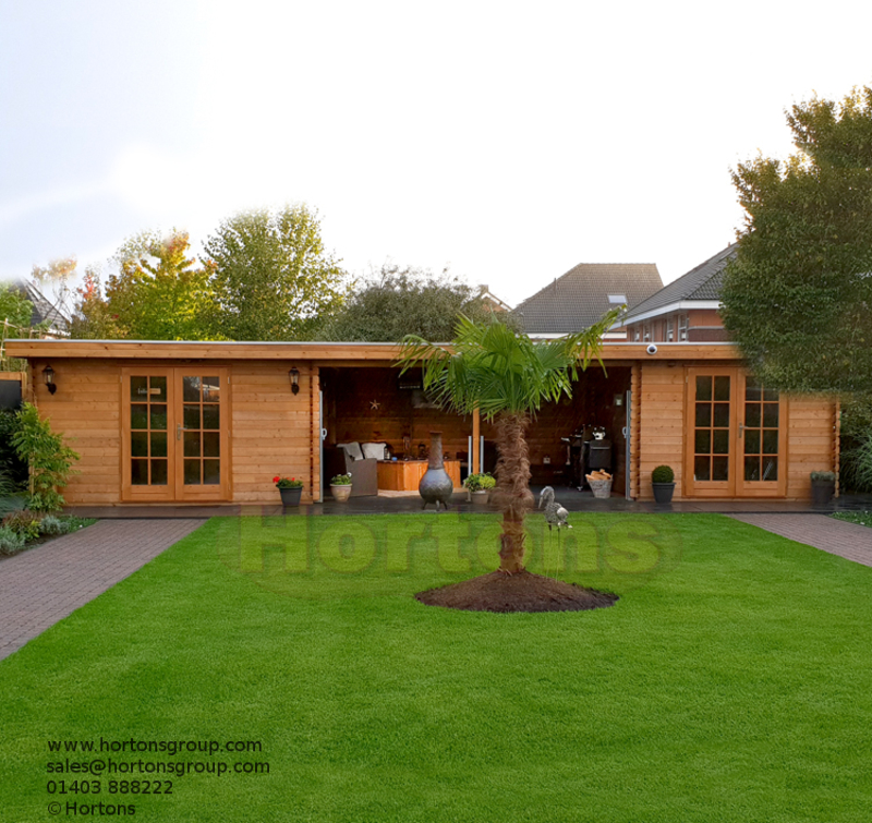 11.9m x 4m Garden Cabin - 44mm logs - Click Image to Close