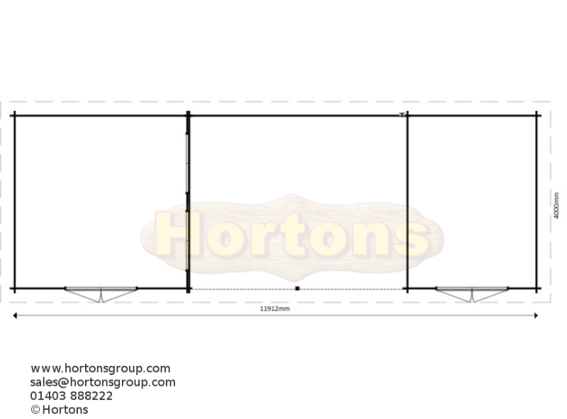 11.9m x 4m Garden Cabin - 44mm logs