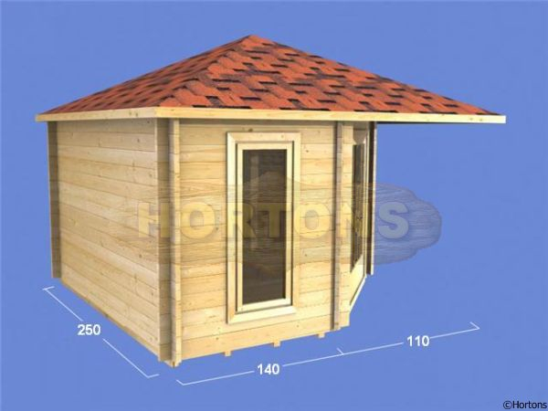 2.5m x 2.5m single skin corner log cabin