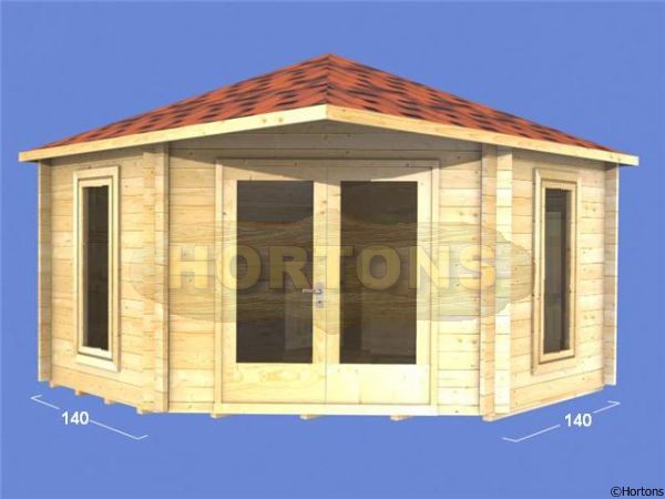 2.5m x 2.5m single skin corner log cabin