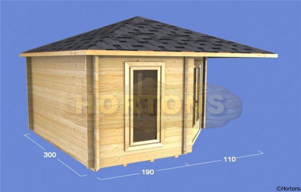 3m x 3m corner log cabin