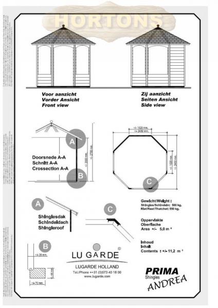 2.5m Prima Andrea Octagonal Lugarde Summerhouse - Click Image to Close