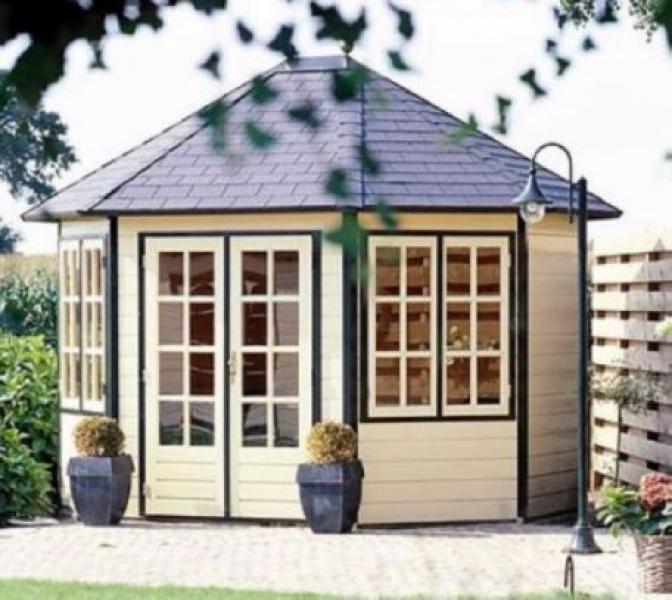 3.5 x 3m Lugarde Prima Sebia Oval Summerhouse - Click Image to Close