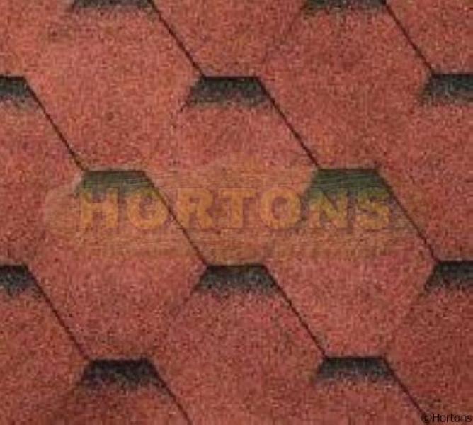 Heavy Duty Shaded Red Hexagonal Felt Shingles - Click Image to Close