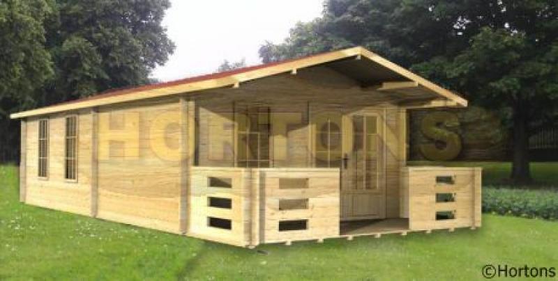 4x7m Bath cabin in 35mm logs - Click Image to Close