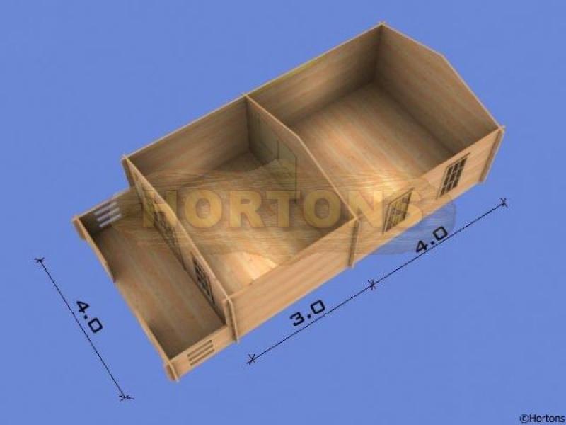 4x7m Bath cabin in 35mm logs - Click Image to Close