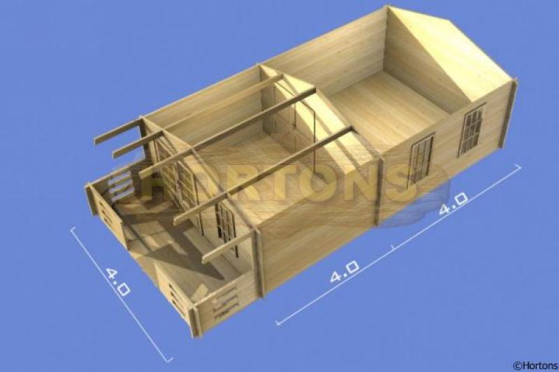 4m x 8m, 2 room Maldon log cabin - 45mm logs - Click Image to Close